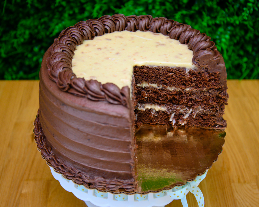 Order German Chocolate Slice food online from Pietro's Bakery & Cafe store, Frisco on bringmethat.com