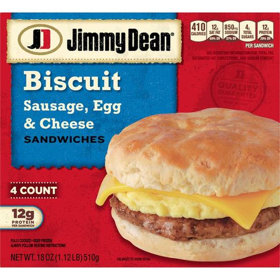 Order Jimmy Dean Frozen Sausage Egg & Cheese Biscuit Breakfast Sandwiches food online from Lone Star store, Sunnyvale on bringmethat.com