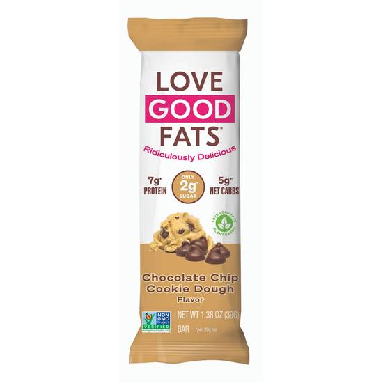 Order Love Good Fats Bar Chocolate Chip Cookie Dough (1.38 oz) food online from Rite Aid store, EUGENE on bringmethat.com
