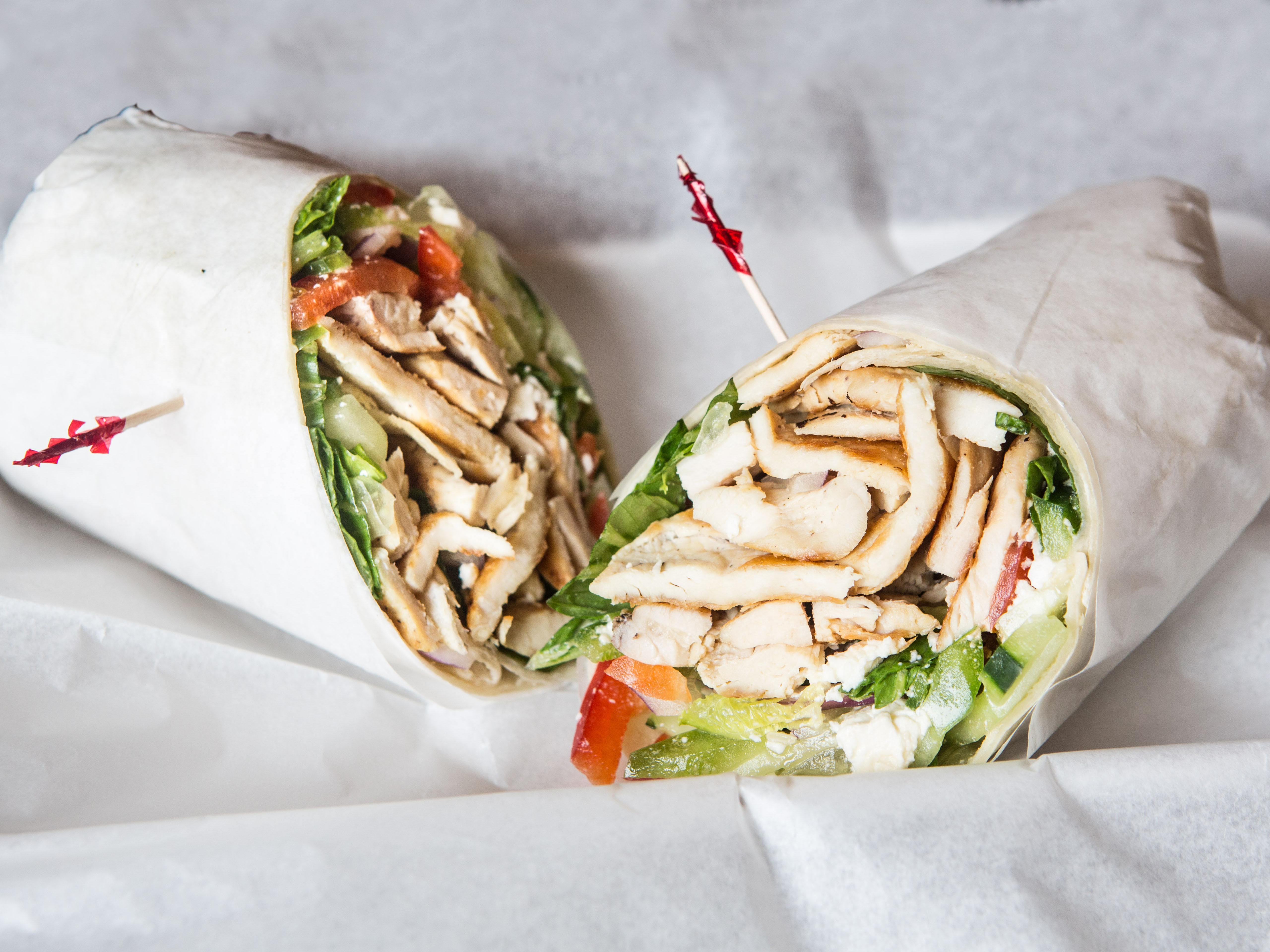 Order Greek Chicken Wrap food online from Bagels by the park store, Brooklyn on bringmethat.com