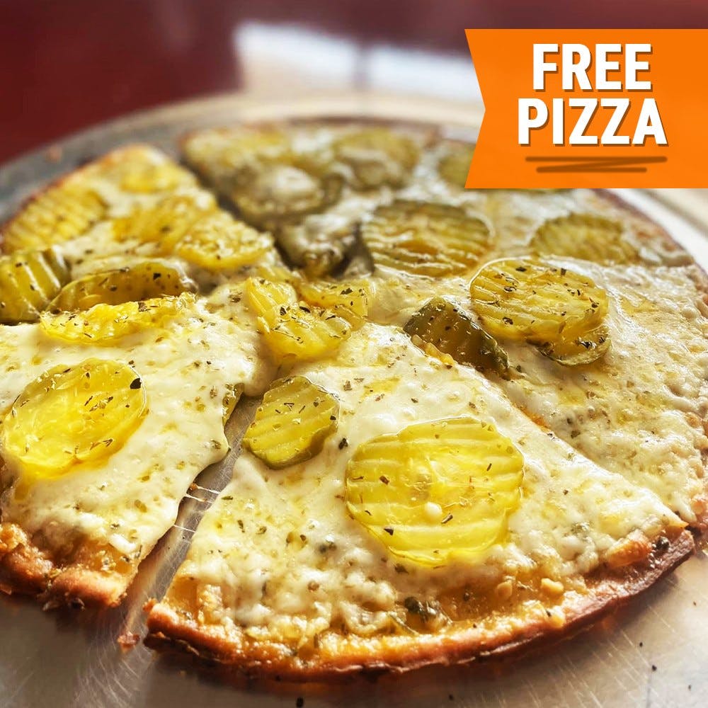 Order Pickle Thin Crust Pizza - Mini 6'' (4 Slices) food online from Panjo's Pizza store, Corpus Christi on bringmethat.com