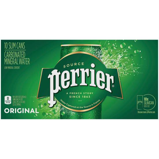 Order Perrier Original Carbonated Mineral Water, 8.45 OZ Cans, 10 CT food online from Cvs store, ARCADIA on bringmethat.com