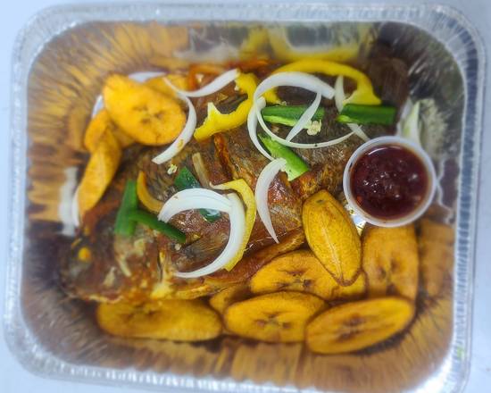 Order Grilled Fish with Fried Plantain food online from Mama Afrika Food Llc store, Newark on bringmethat.com