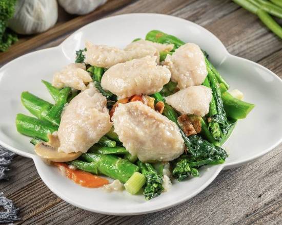 Order Sauteed Cod Fillet with Chinese Broccoli food online from Shooting Star Cafe store, Oakland on bringmethat.com