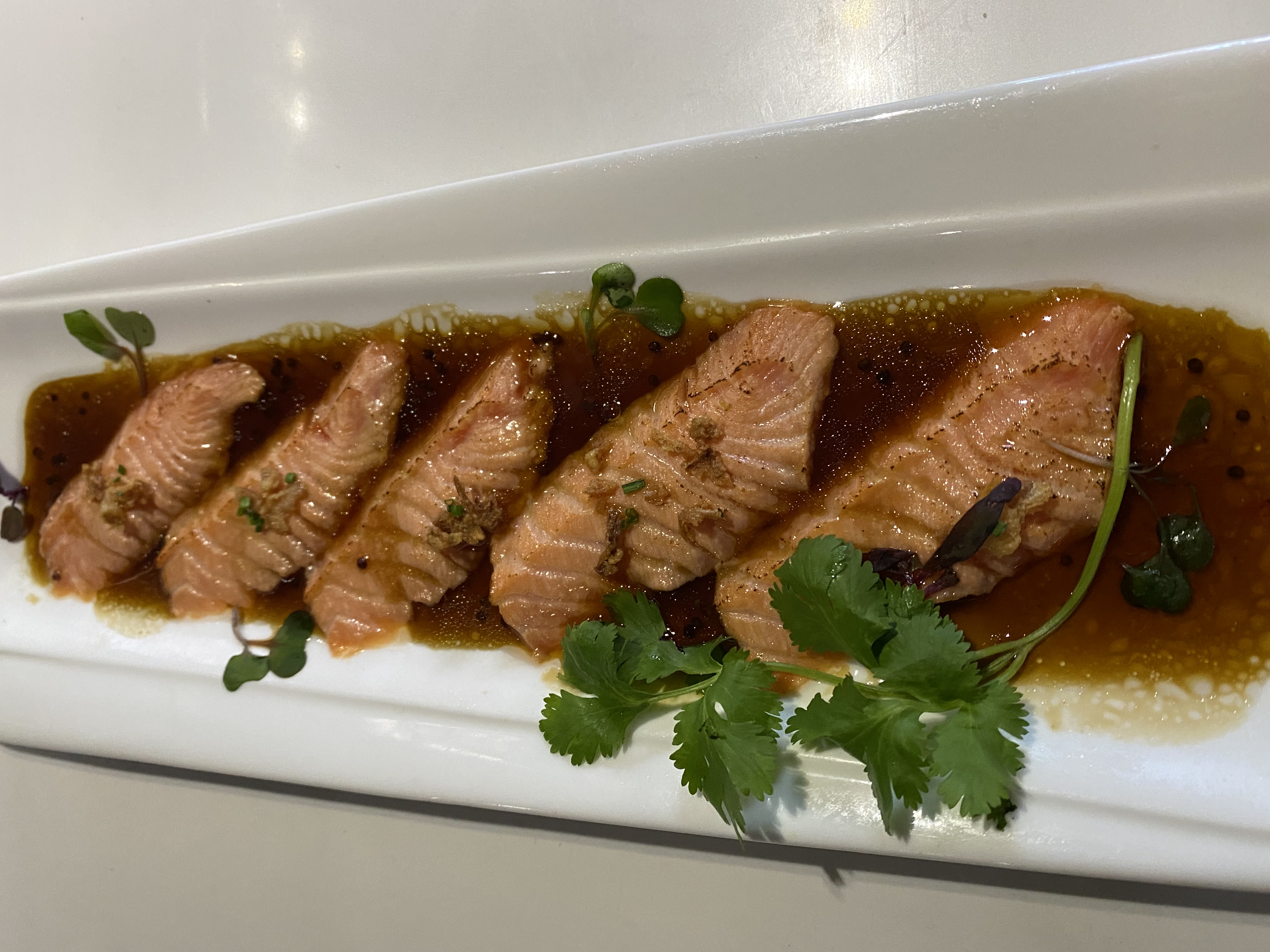 Order Salmon Carpaccio food online from Kashi Japanese - Stamford store, Stamford on bringmethat.com
