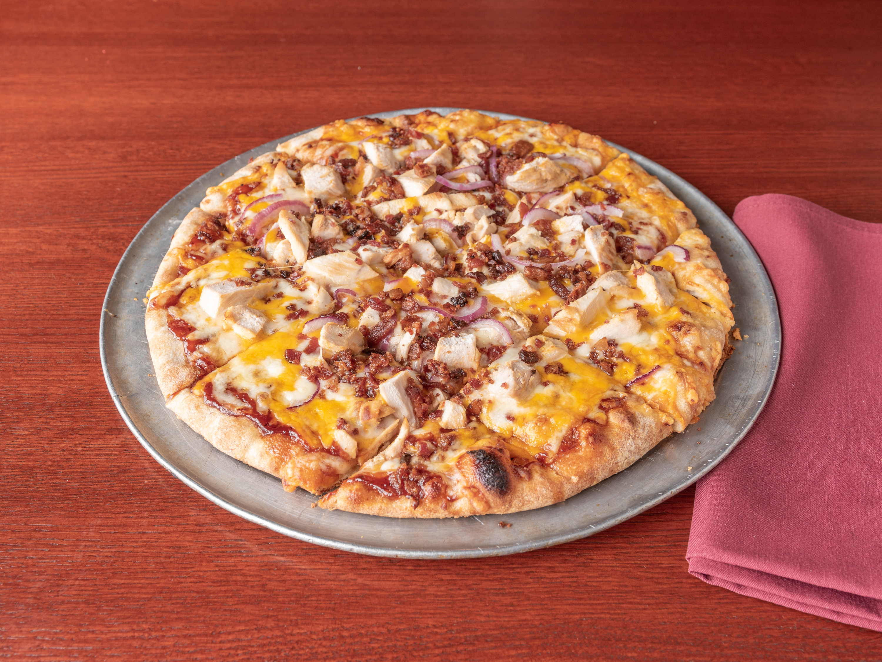 Order BBQ Chicken Pizza (12 inch) food online from Anyway Pub store, Oakbrook Terrace on bringmethat.com