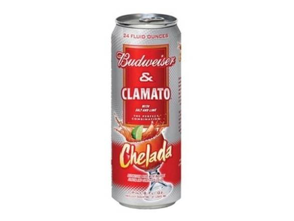 Order Budweiser Chelada with Clamato - 25oz Can food online from Liquor & Tobacco store, Batavia on bringmethat.com