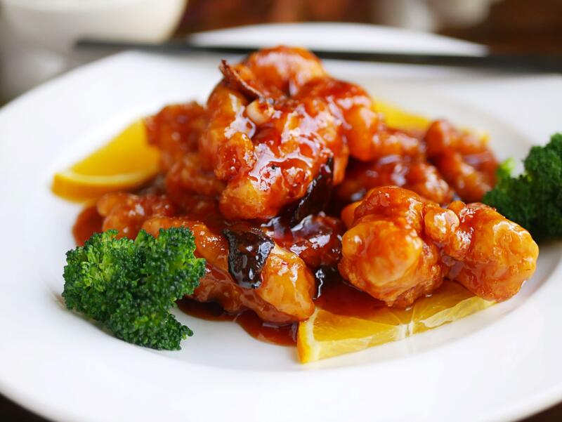 Order Orange Chicken food online from Four Leaves Asian Restaurant store, Huntsville on bringmethat.com
