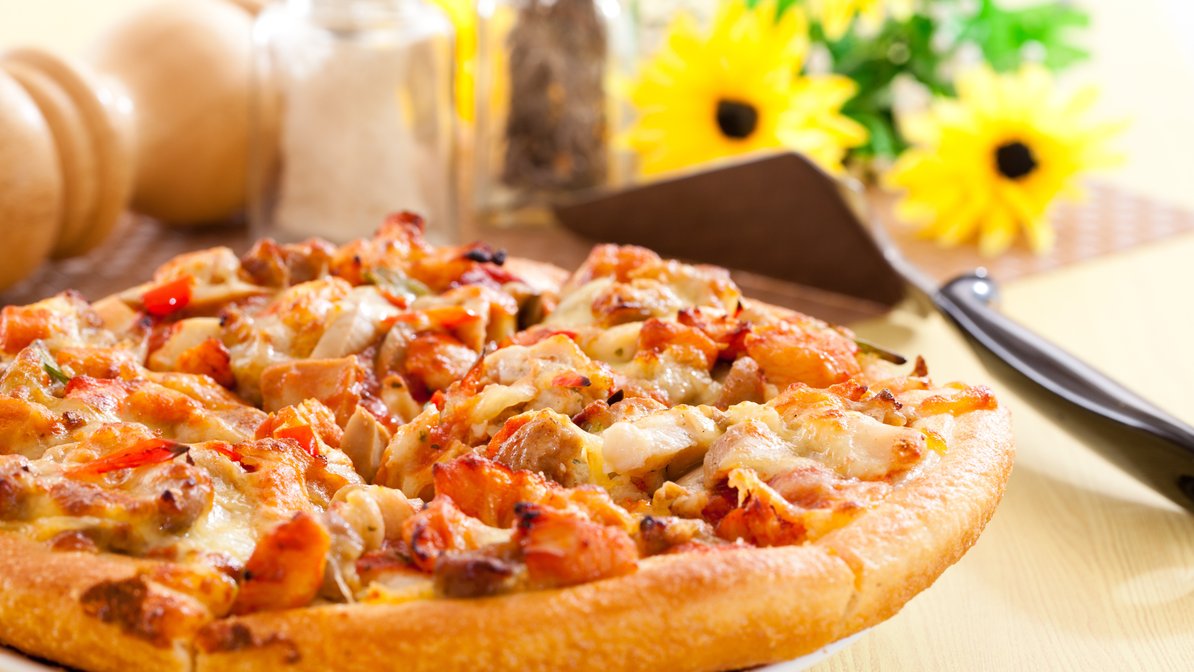 Order BBQ Chicken Pizza food online from Fire Pizza store, Bell Gardens on bringmethat.com