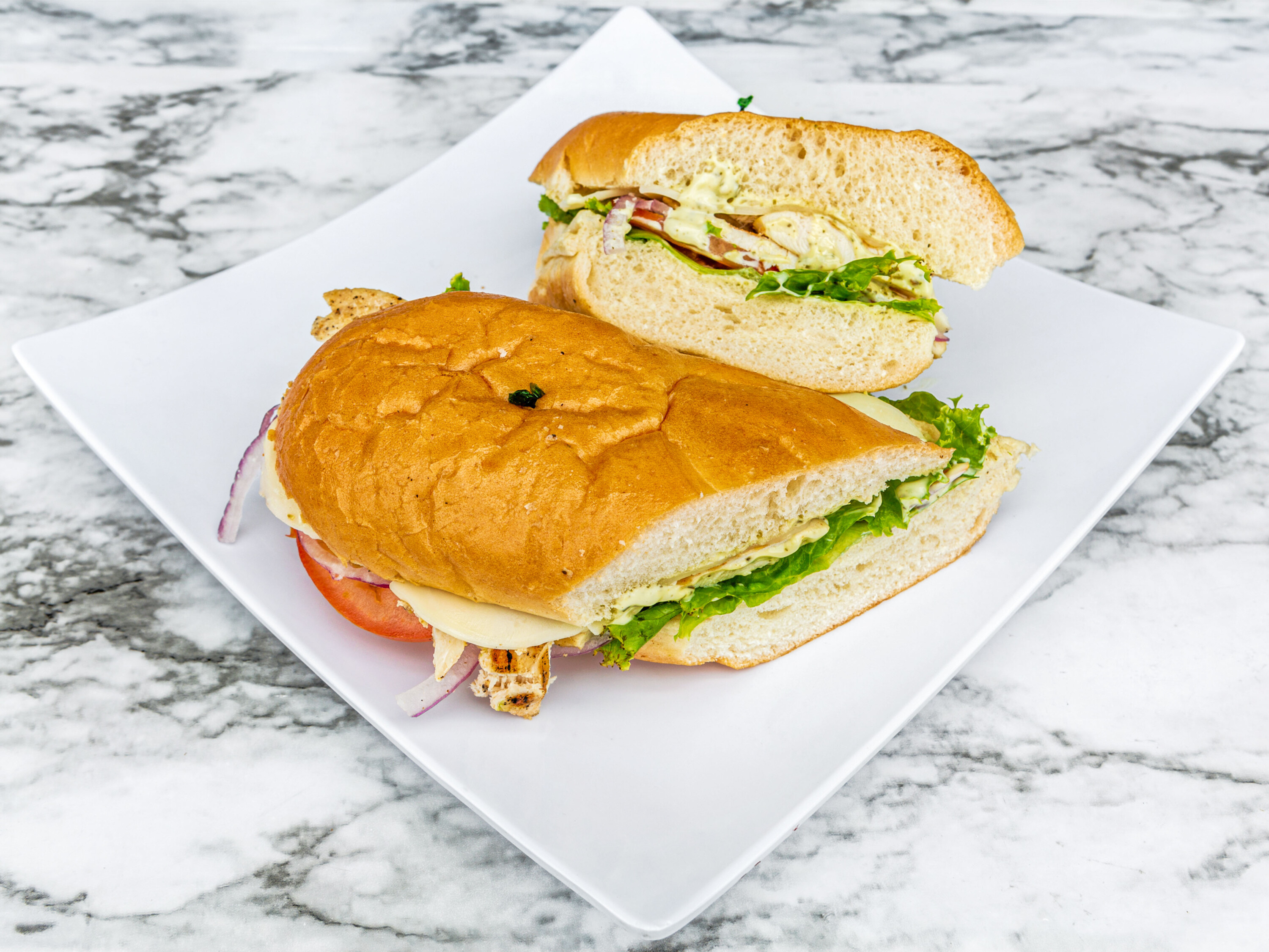 Order Chicken Pesto Sandwich food online from On A Roll Cafe store, San Diego on bringmethat.com