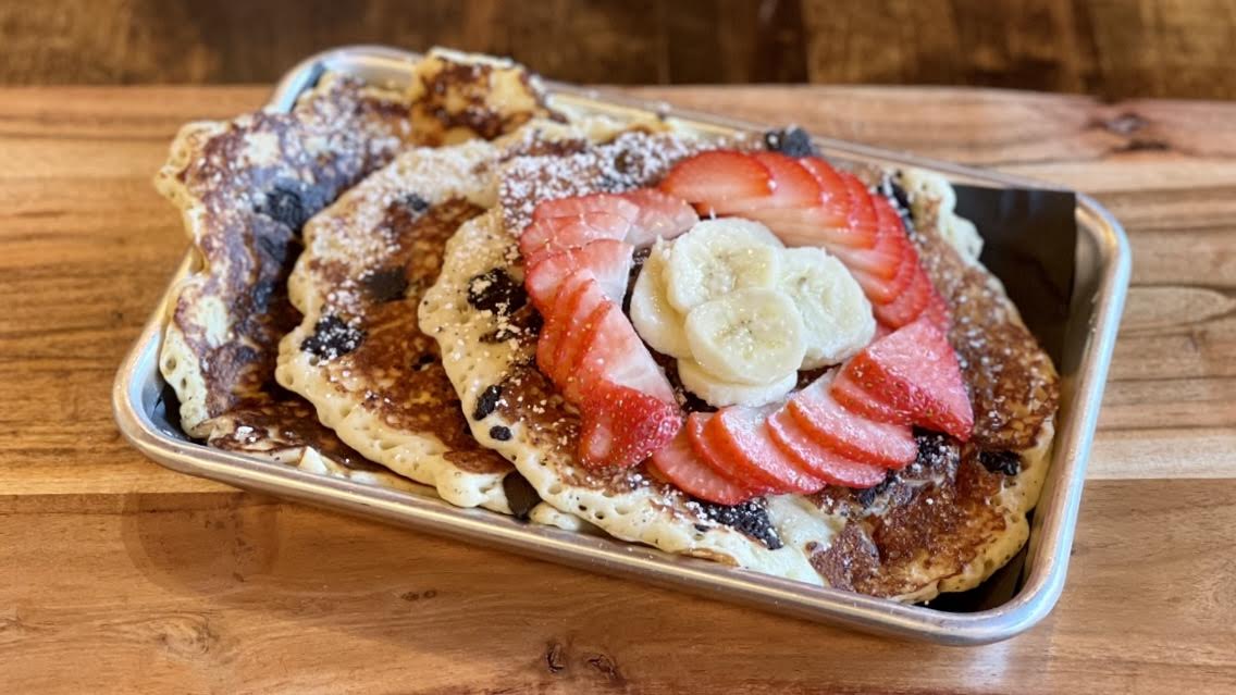 Order Pancakes (Oreo or chocolate chip) food online from Empire Bagel store, Cross River on bringmethat.com