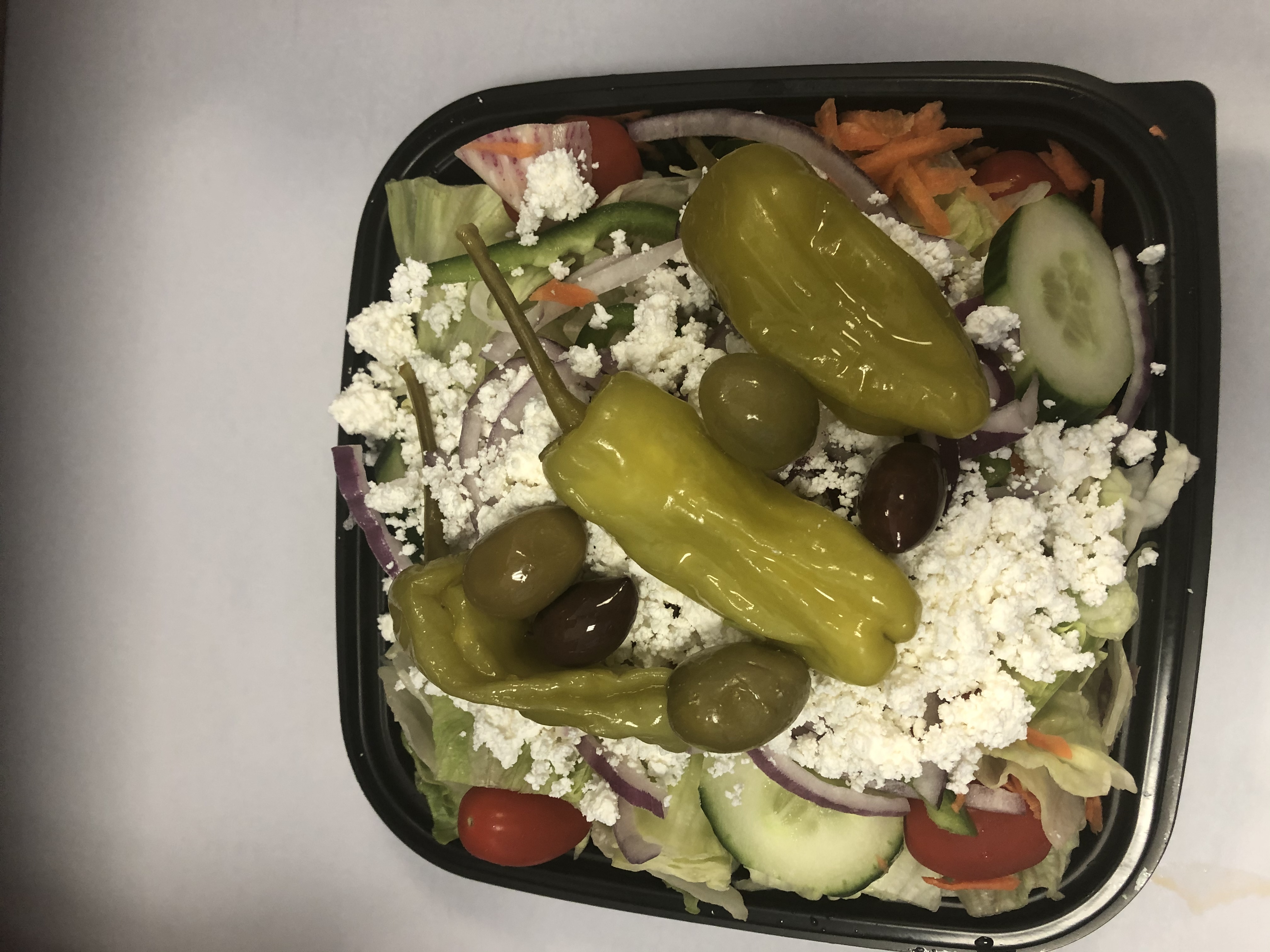 Order Greek Salad food online from Gregory House Of Pizza store, Belmont on bringmethat.com