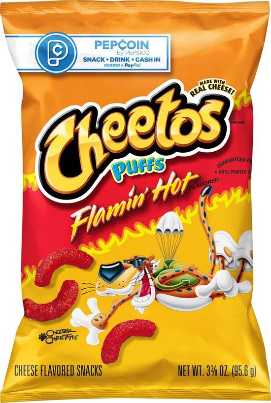 Order Cheetos Cheese Flavored Snacks Flamin' Hot Flavored Puffs (3.375 oz) food online from Rite Aid store, Eugene on bringmethat.com