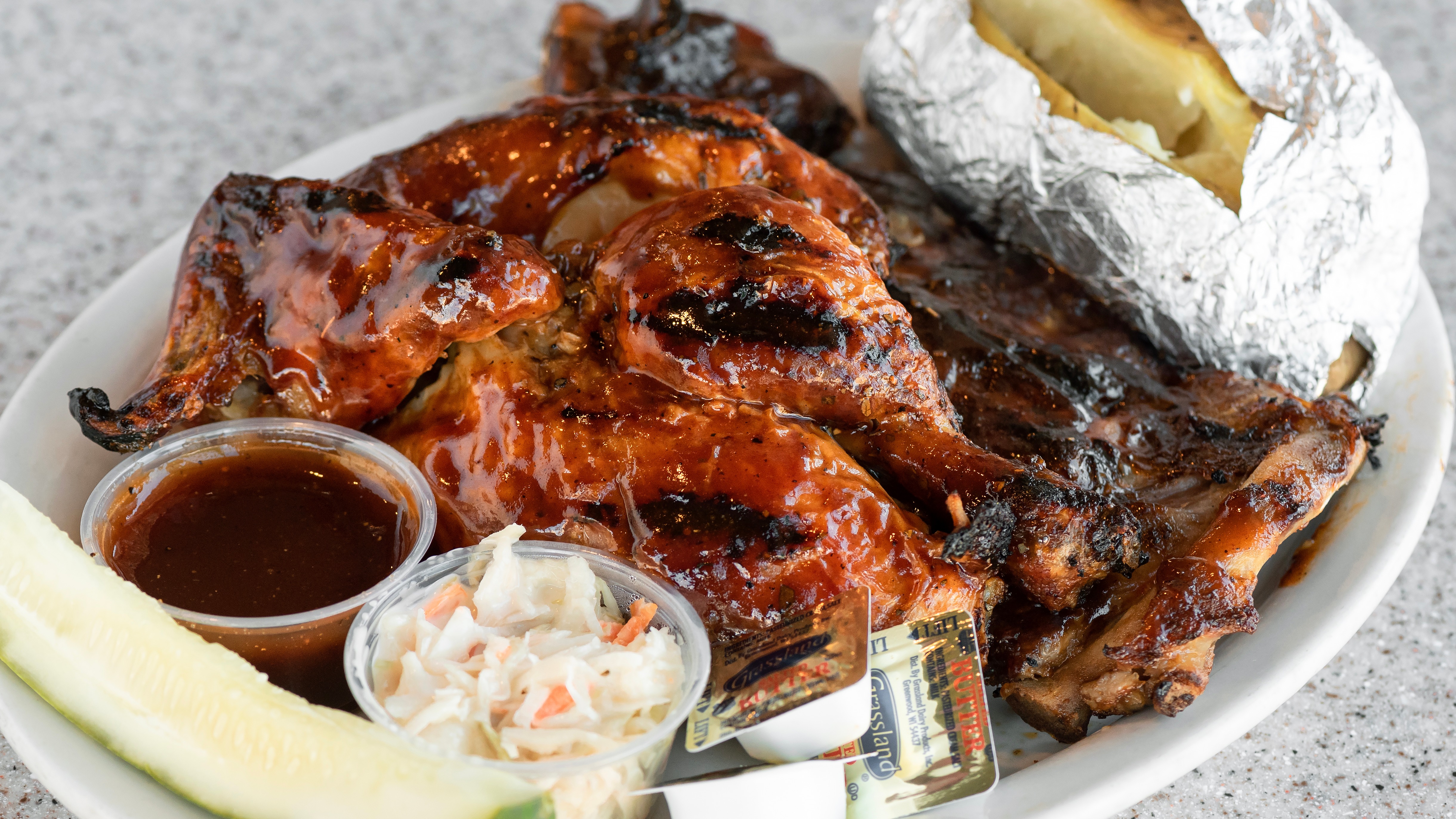 Order Chicken & Ribs Combo food online from Hub's store, Chicago on bringmethat.com