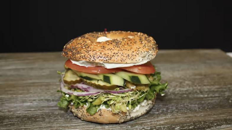 Order Veggie Deluxe (Plain Cream Cheese) Sandwich food online from Bagel Street Cafe store, Alamo on bringmethat.com
