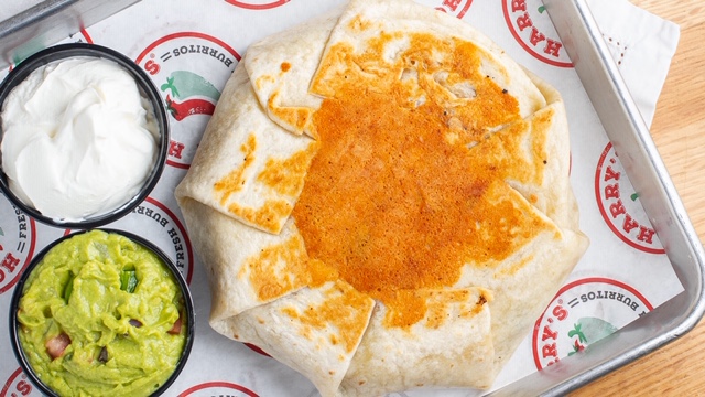 Order NEW- Cheesy Crunch Griller food online from Hot Harry's Fresh Burritos store, Pittsfield on bringmethat.com