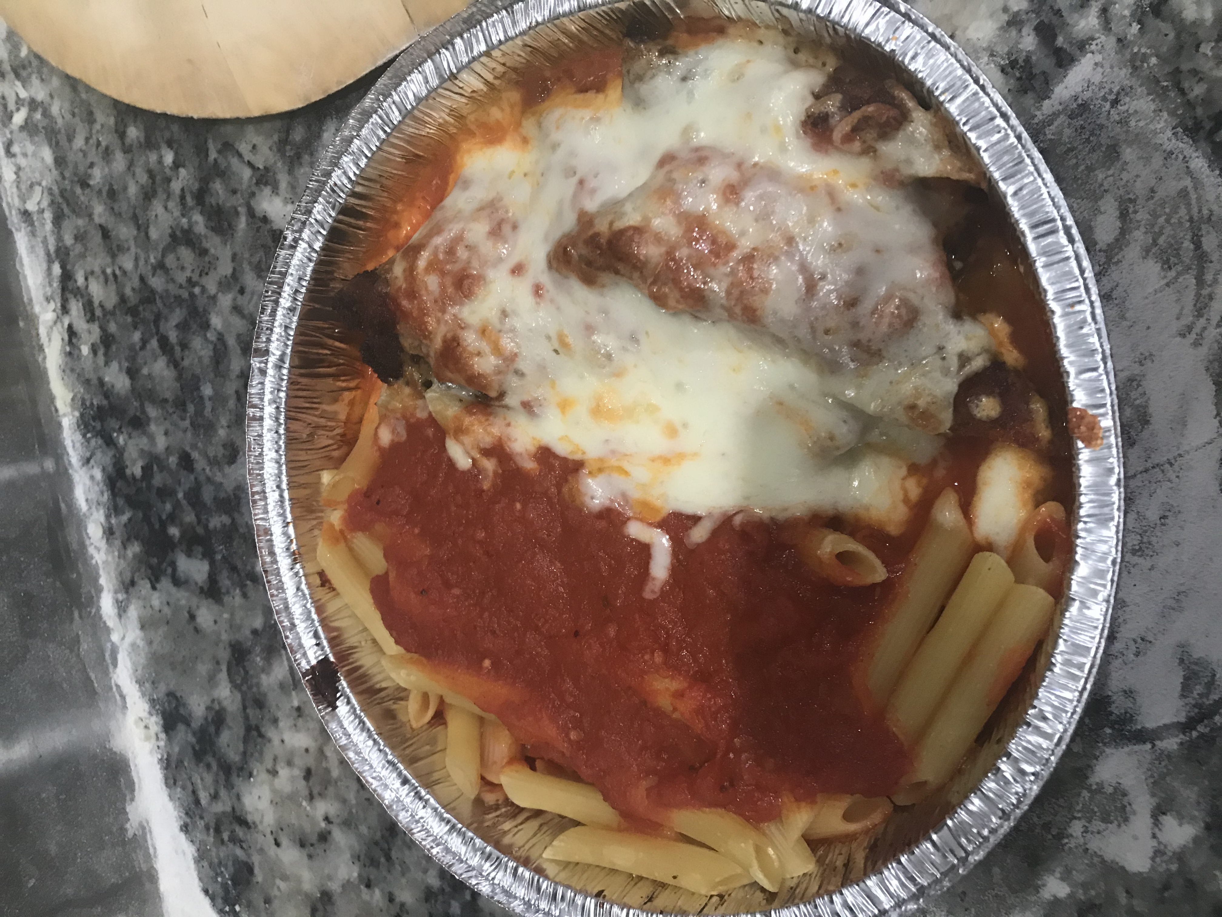 Order Pasta with Homemade Chicken Parmesan Dish food online from Pepperoni store, Oaklyn on bringmethat.com