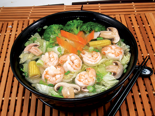 Order Shrimp with Mixed Vegetables Soup food online from Hong KONG Express store, Artesia on bringmethat.com