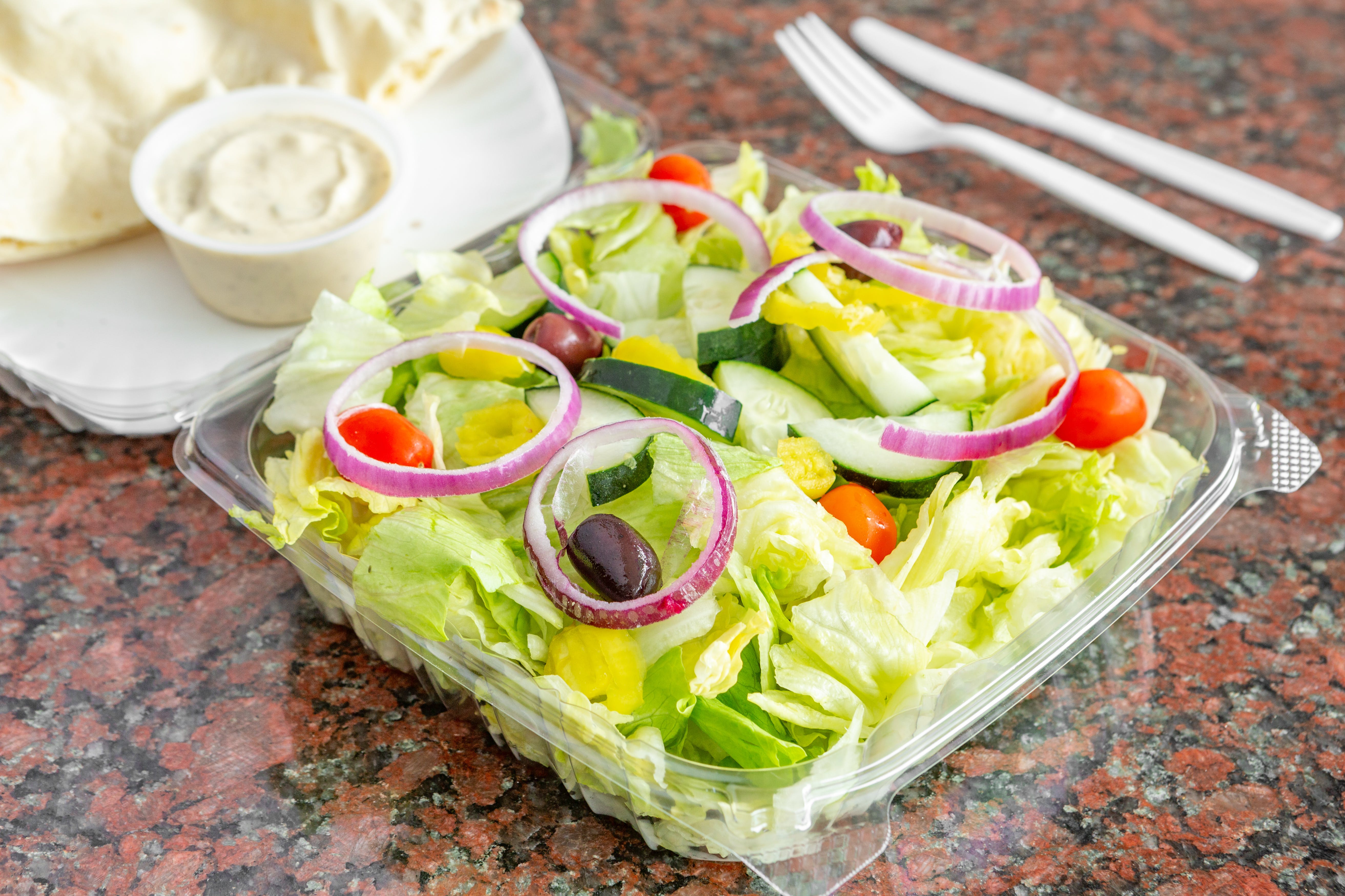 Order Garden Salad - Salad food online from Theo's Pizzeria & Grill - Belmont store, Belmont on bringmethat.com