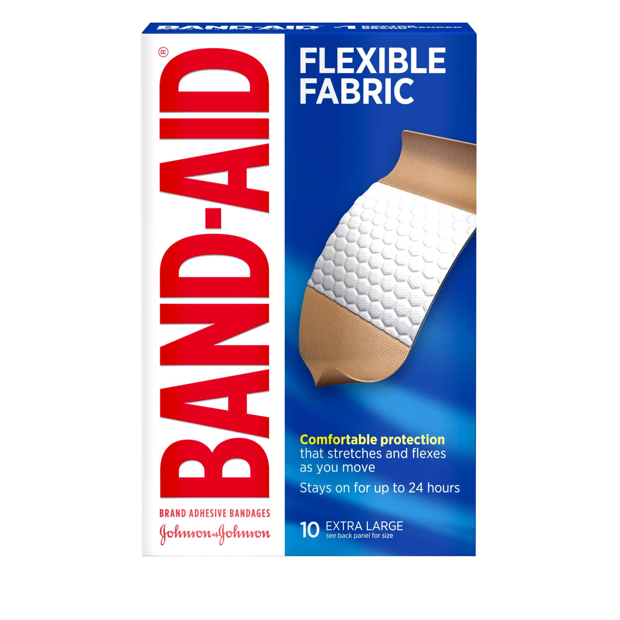 Order Band-Aid Brand Flexible Fabric Adhesive Bandages - Extra Large, 10 ct food online from Rite Aid store, CORNING on bringmethat.com