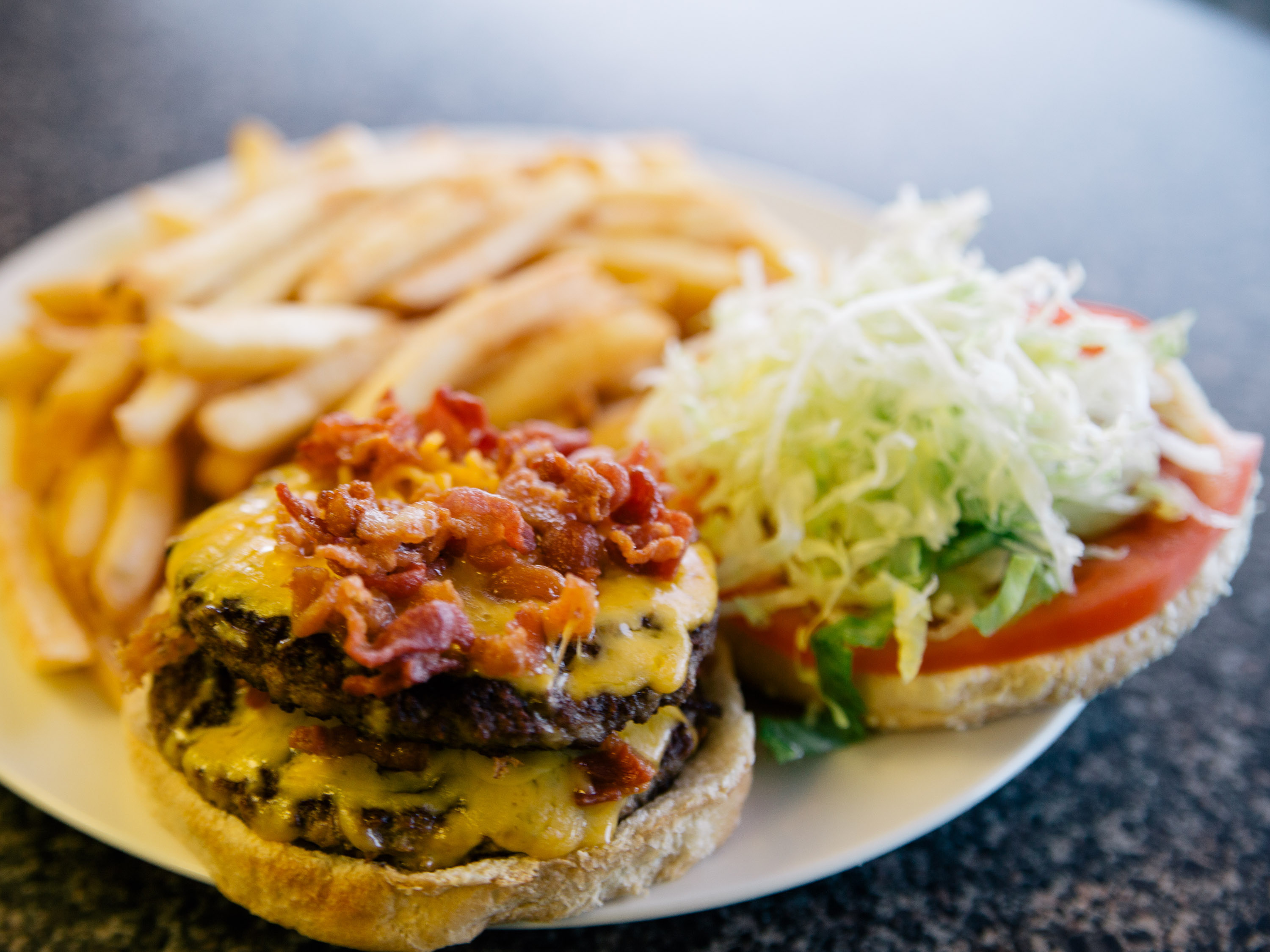 Order Rubalcaba Monster Burger with Fries food online from Rubalcaba Taco Shop #2 store, Las Vegas on bringmethat.com