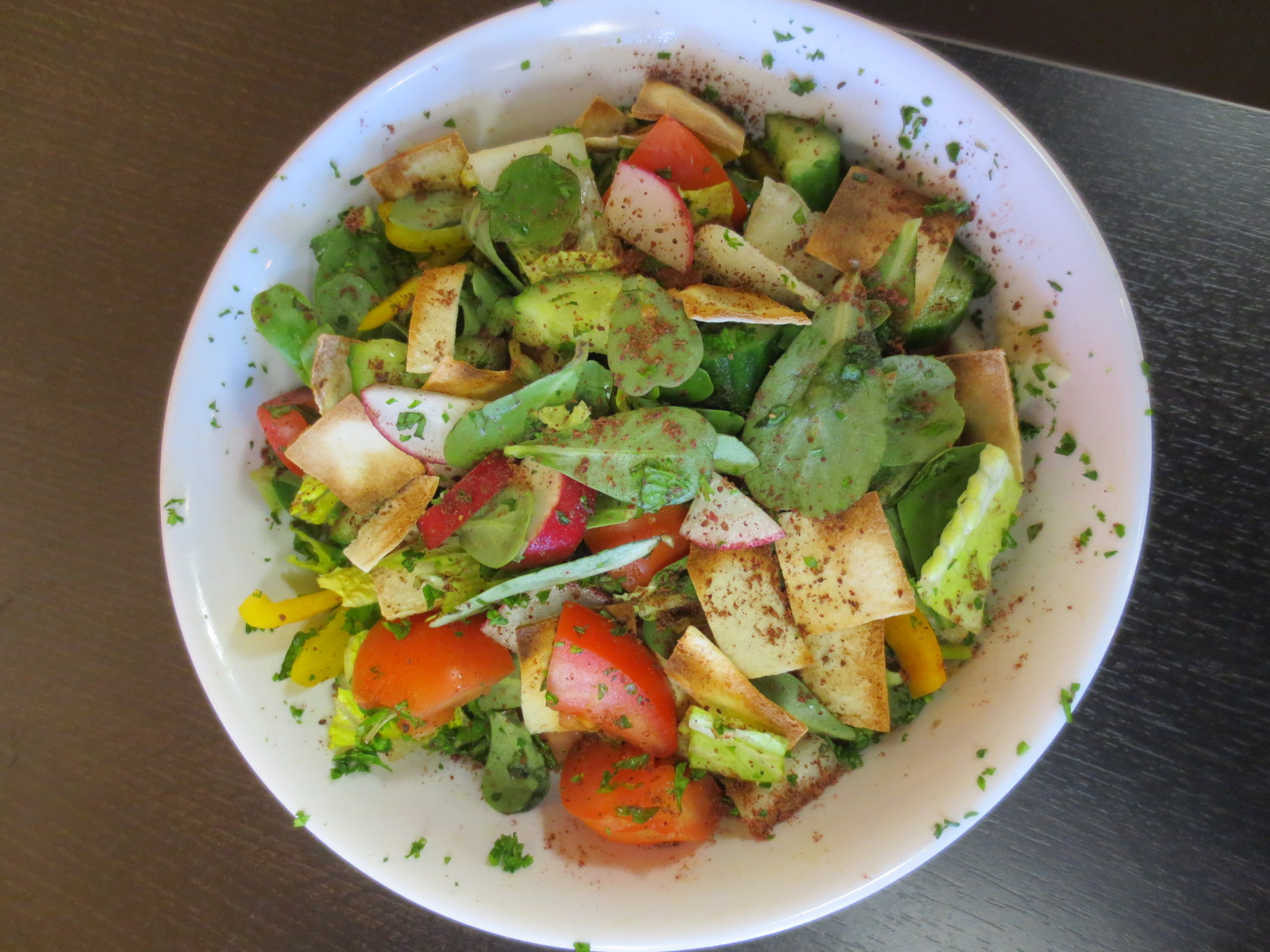 Order Fattoosh Salad food online from Alcazar Fresh Mediterranean Food store, Sherman Oaks on bringmethat.com