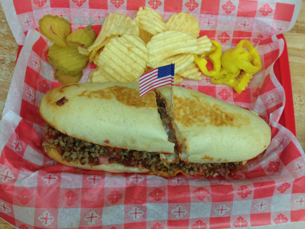 Order Meat-Lovers Sandwich food online from Americana Pizza store, Centerville on bringmethat.com