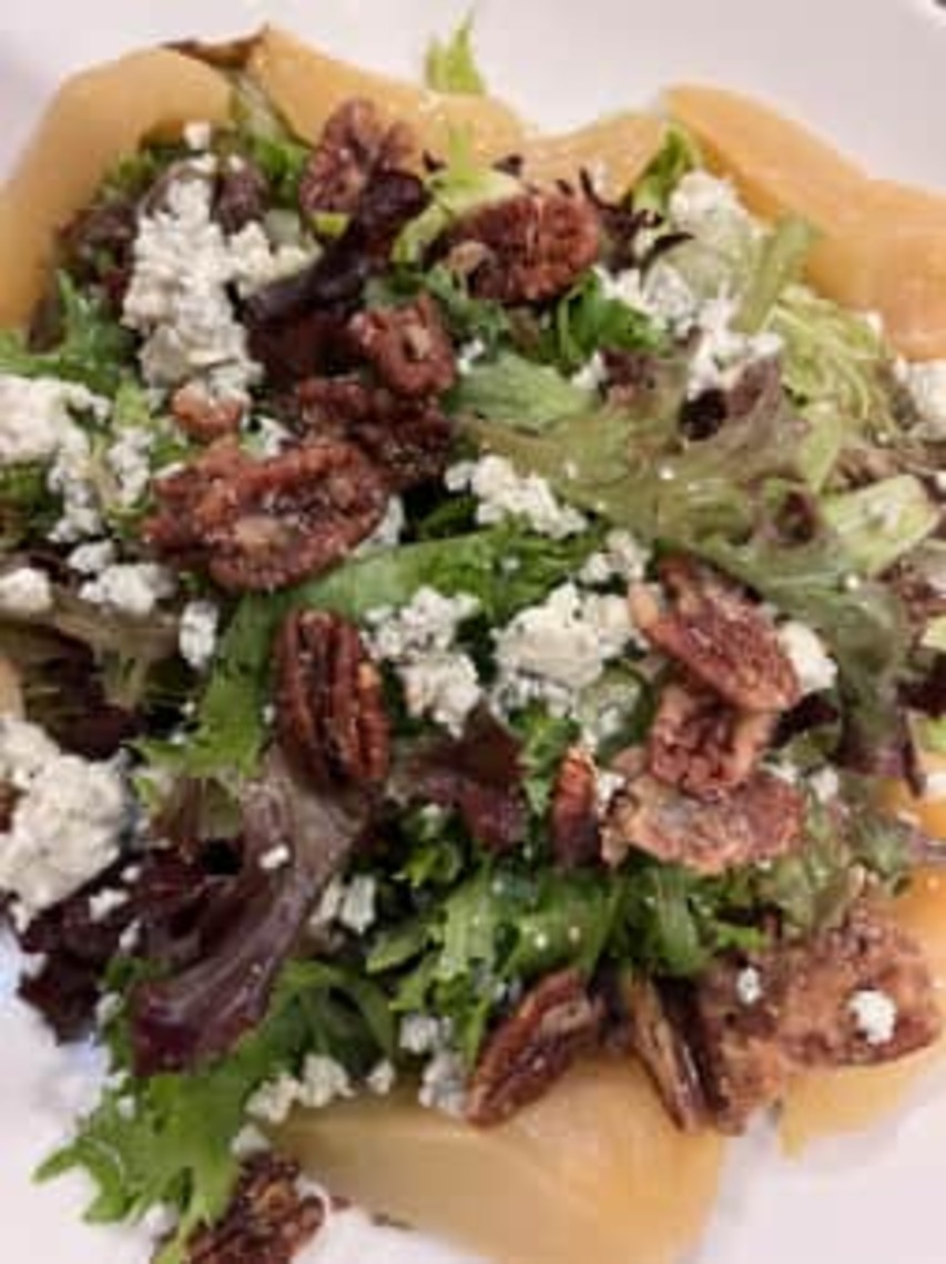 Order Poached Pear & Gorgonzola Salad food online from Market Grille store, Manchester on bringmethat.com