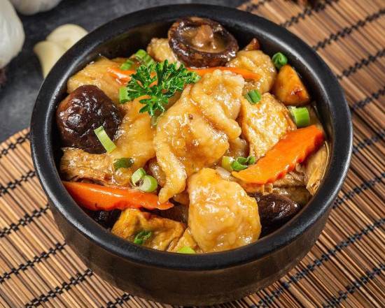 Order Braised Cod Bean Curd Clay Pot food online from Shooting Star Cafe store, Oakland on bringmethat.com