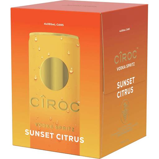 Order Ciroc Spritz Sunset Citrus (4PK 355 ML) 140368 food online from Bevmo! store, Emeryville on bringmethat.com