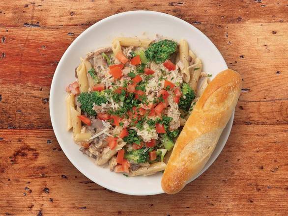 Order Salmon Pesto Pasta food online from La Madeleine Country French Cafe store, Live Oak on bringmethat.com