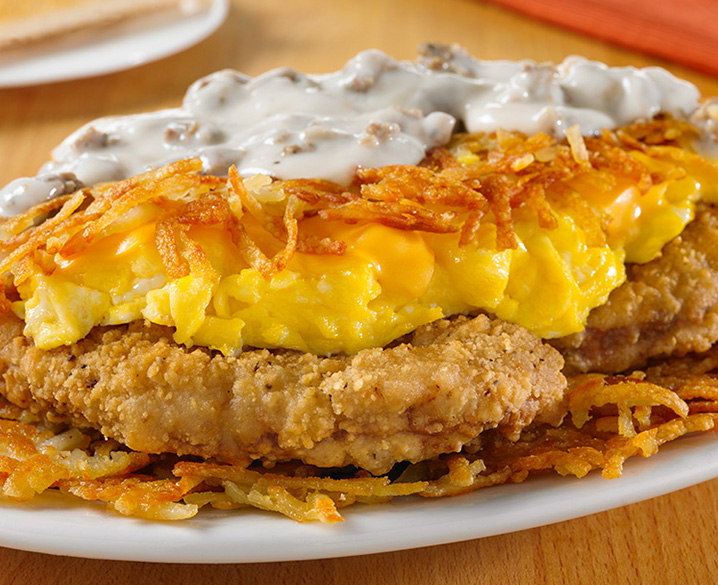 Order Bacon, Sausage, and Sausage Gravy Stuffed Hashbrowns food online from Huddle House store, Austin on bringmethat.com