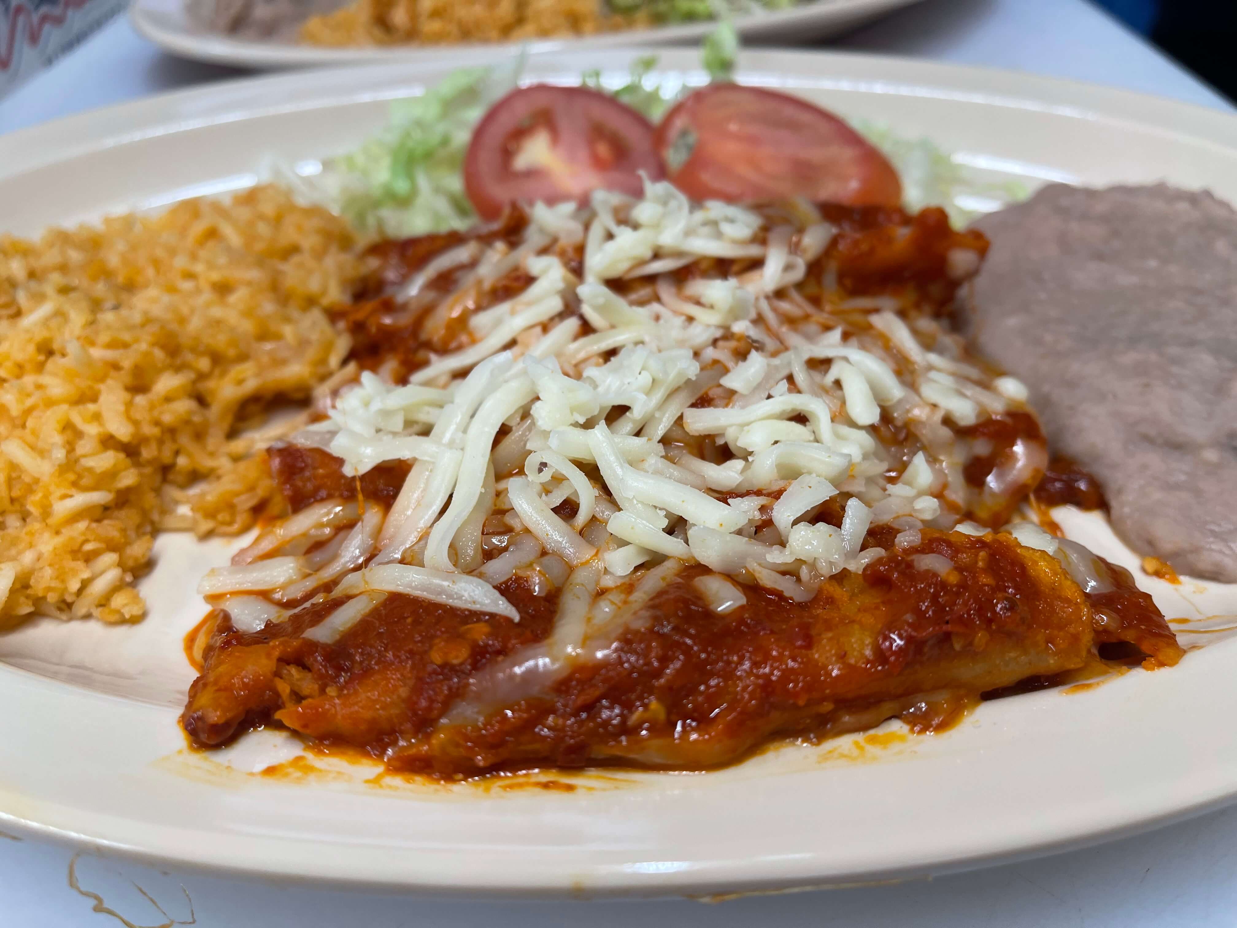Order Enchilada Plate food online from El Hut store, El Paso on bringmethat.com