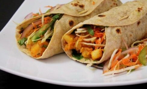 Order Veg Kathi Roll food online from Ruchi Indian Restaurant store, Bellevue on bringmethat.com