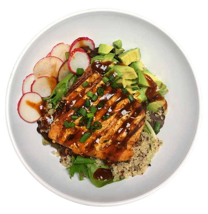 Order Thai Chili Salmon Bowl food online from High Tower Cafe store, Houston on bringmethat.com