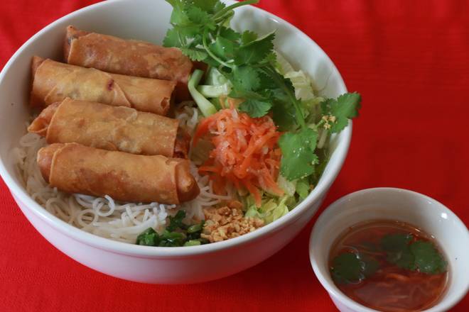 Order V7. Bún Chả Giò Chay - Vegetable Egg Roll Noodle Bowl food online from Pho Khang store, Centennial on bringmethat.com
