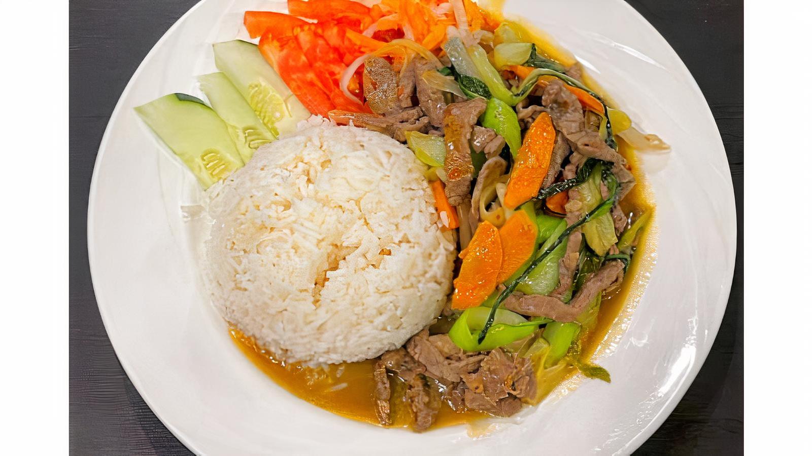 Order R4 Curry Beef and Onion with Rice food online from Indochine store, New Brunswick on bringmethat.com
