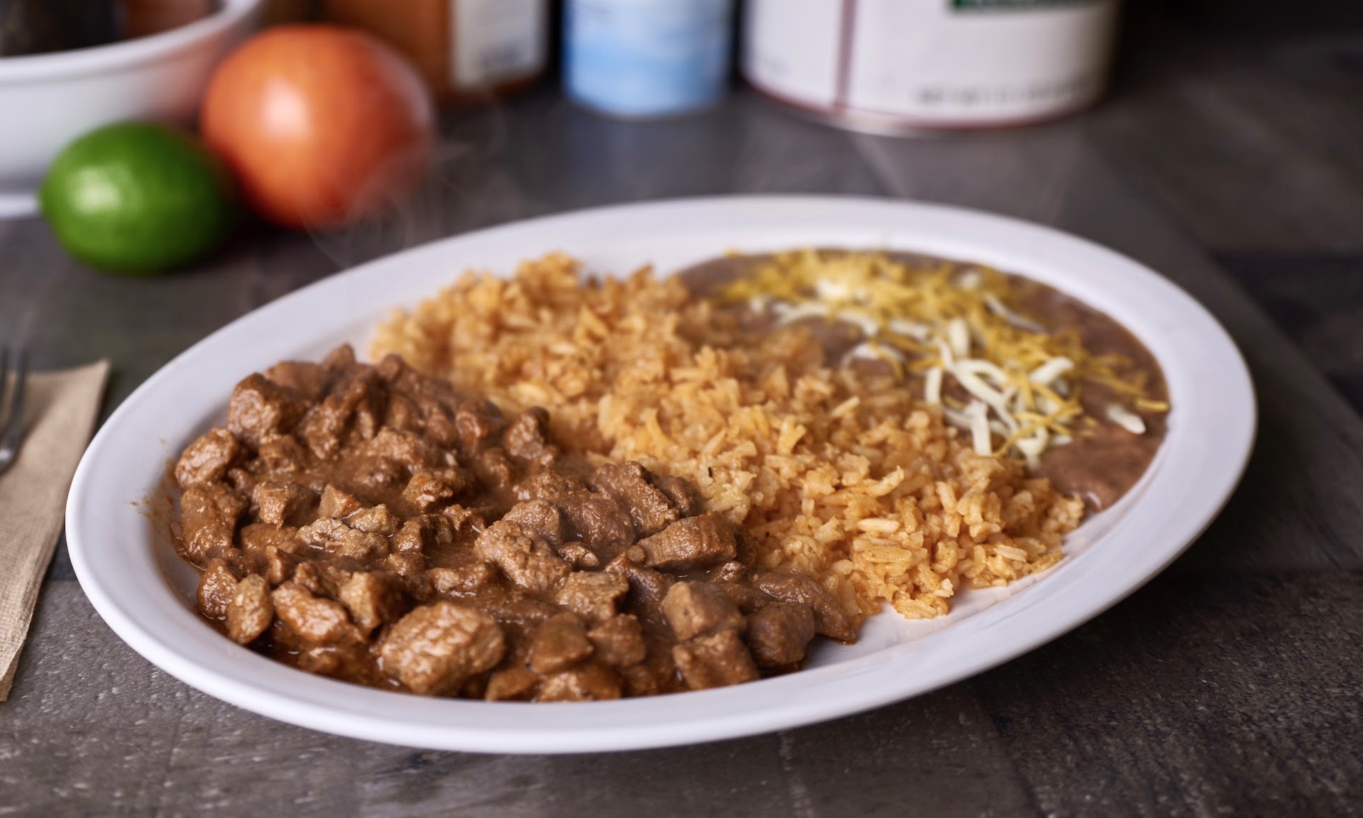 Order Carne Guisada Dinner food online from Mexico 2 Go store, Lansing on bringmethat.com
