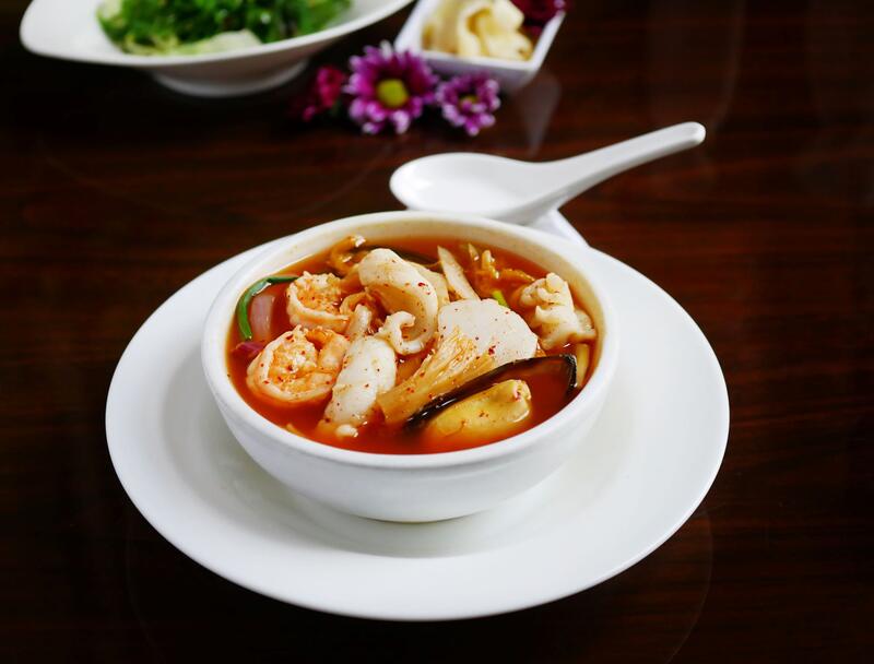Order Kimchee Seafood Soup food online from Four Leaves Asian Restaurant store, Huntsville on bringmethat.com