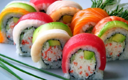 Order Rainbow Roll food online from Fujiyama Hibachi & Sushi store, McAllen on bringmethat.com