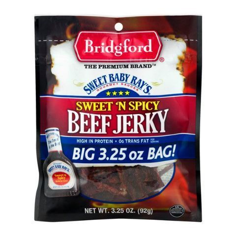 Order Bridgford Sweet Baby Ray's Sweet 'N Spicy Beef Jerky 3.25oz food online from Speedway store, Centerville on bringmethat.com