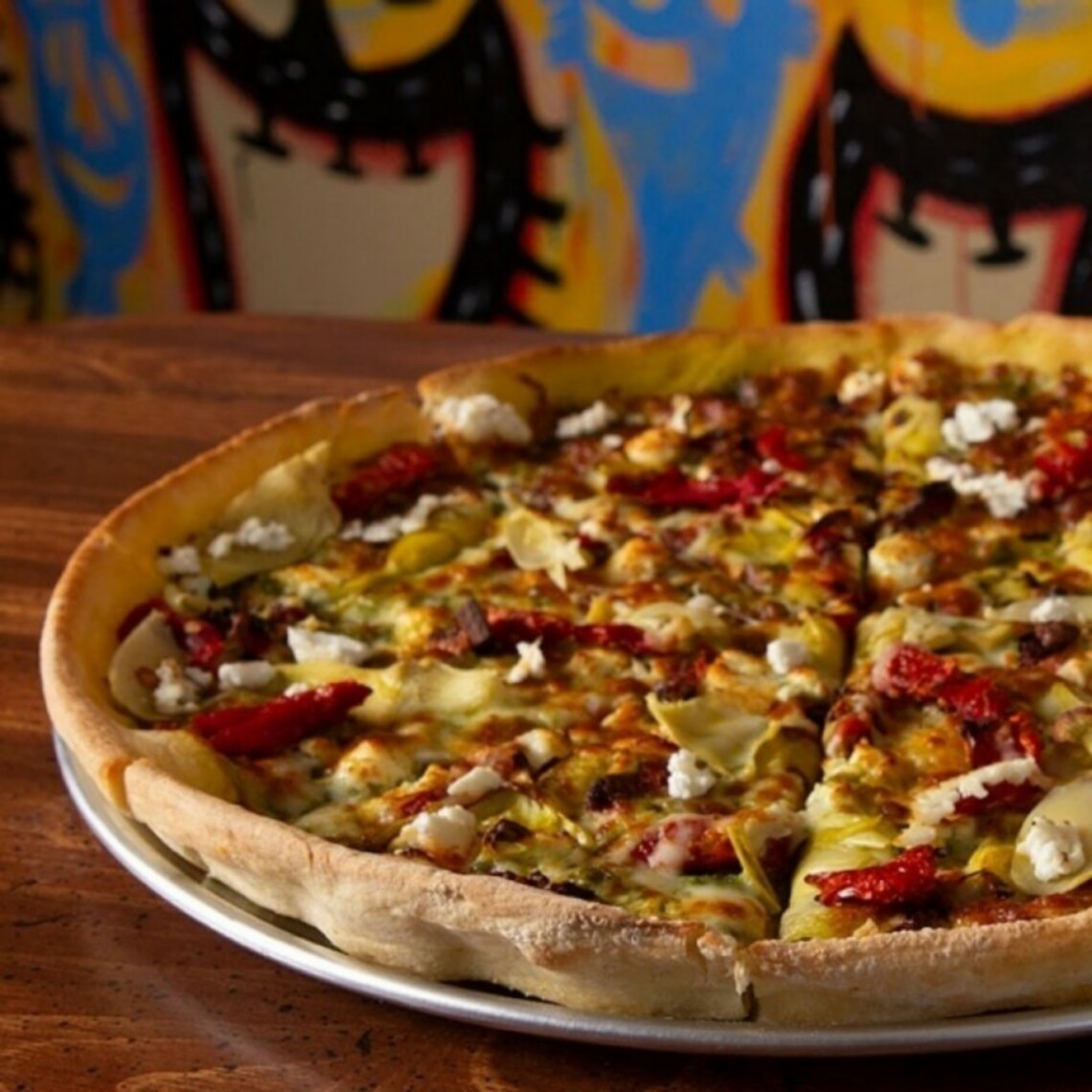 Order Pesto A Go-Goat Pizza (14") food online from Austin's Pizza store, Austin on bringmethat.com