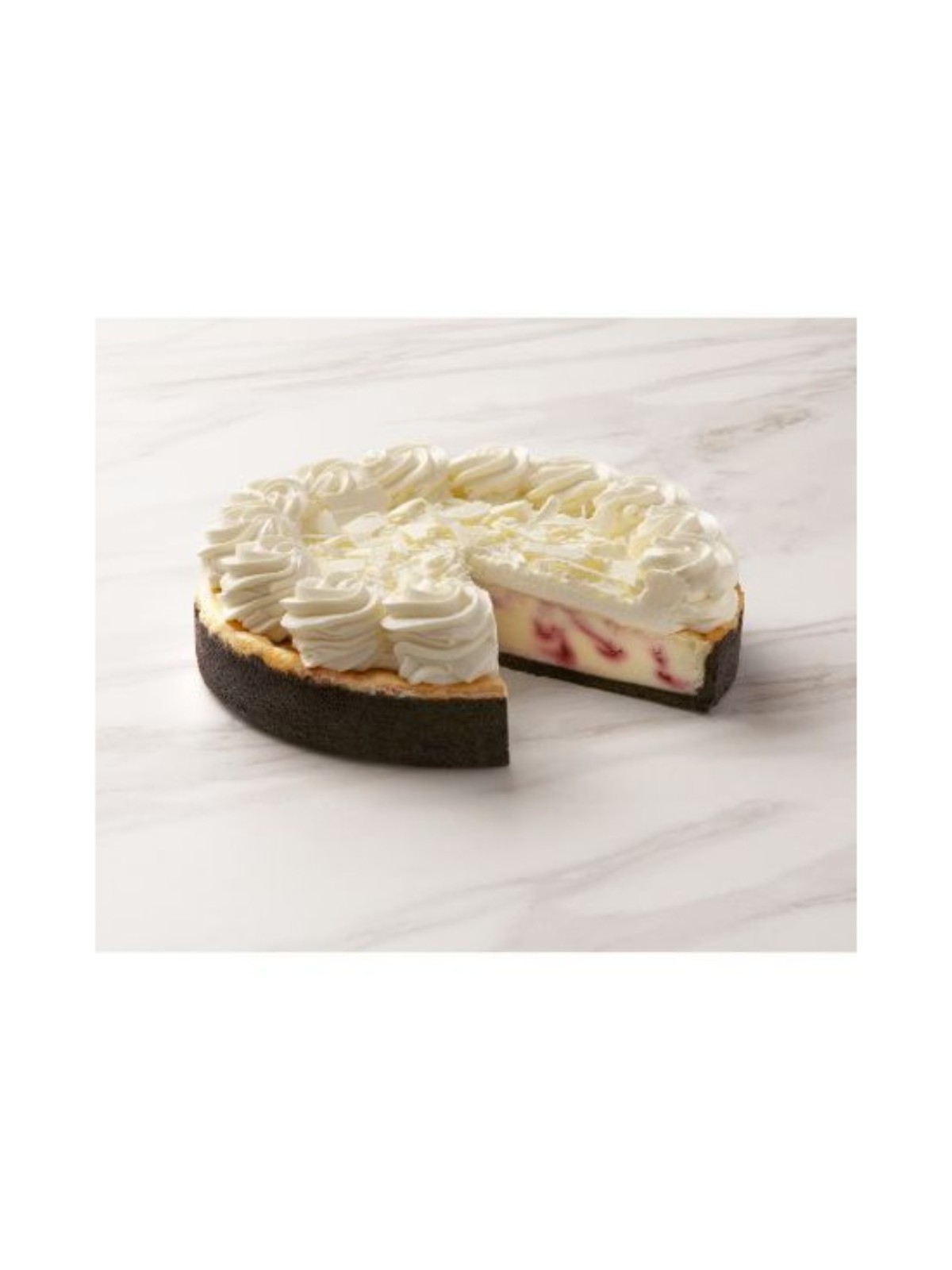 Order The Cheesecake Factory Bakery 10" White Chocolate Raspberry Cheesecake (80 oz) food online from Stock-Up Mart store, Los Angeles on bringmethat.com