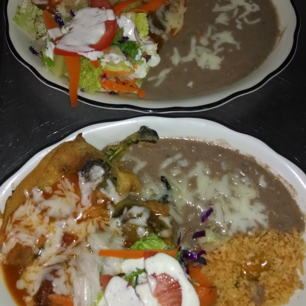 Order 1 Piece Chile Relleno and 1 Piece Cheese Enchilada food online from El Patio store, Montebello on bringmethat.com