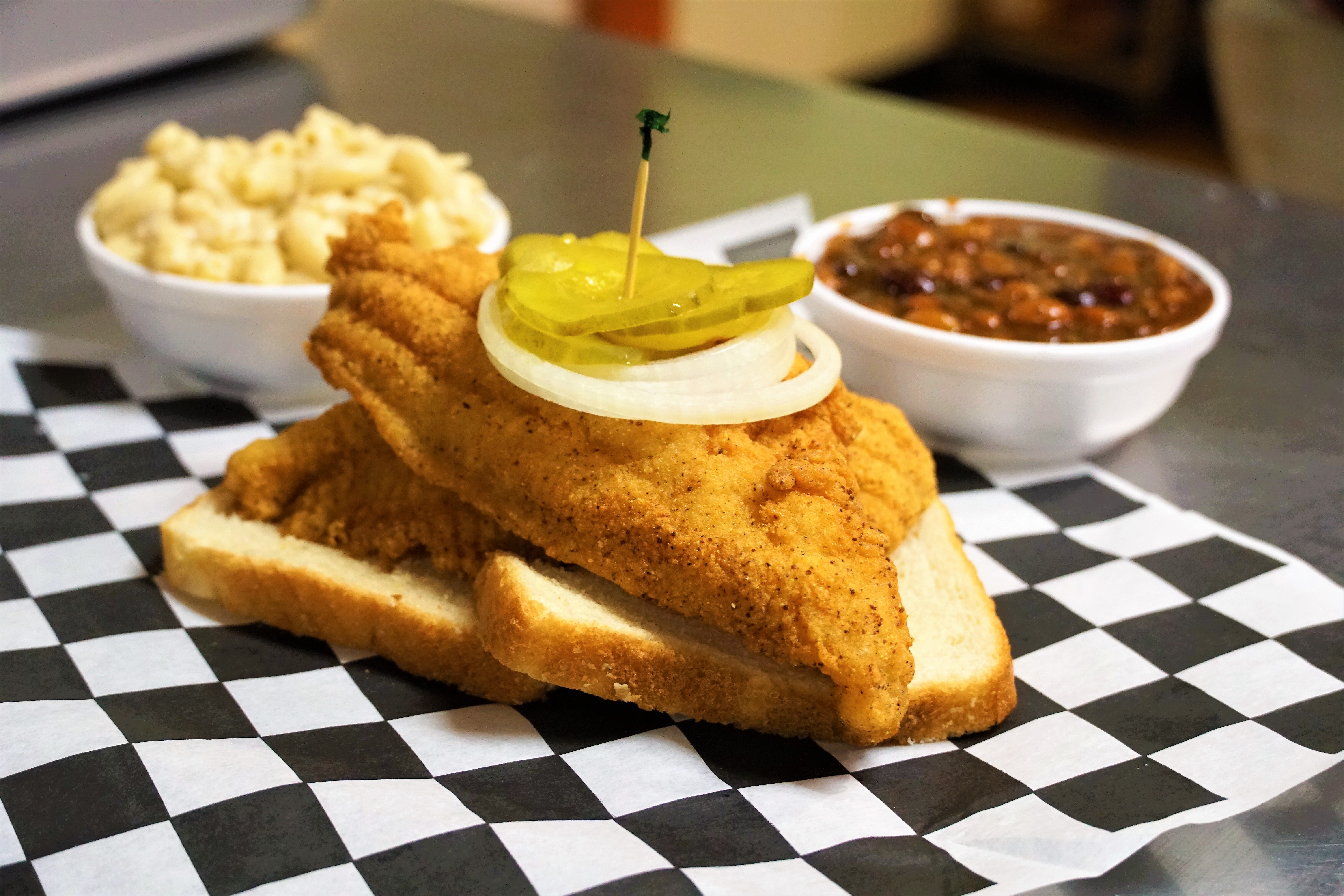 Order 2 Catfish  food online from Jp's Hot Chicken store, Oak Grove on bringmethat.com
