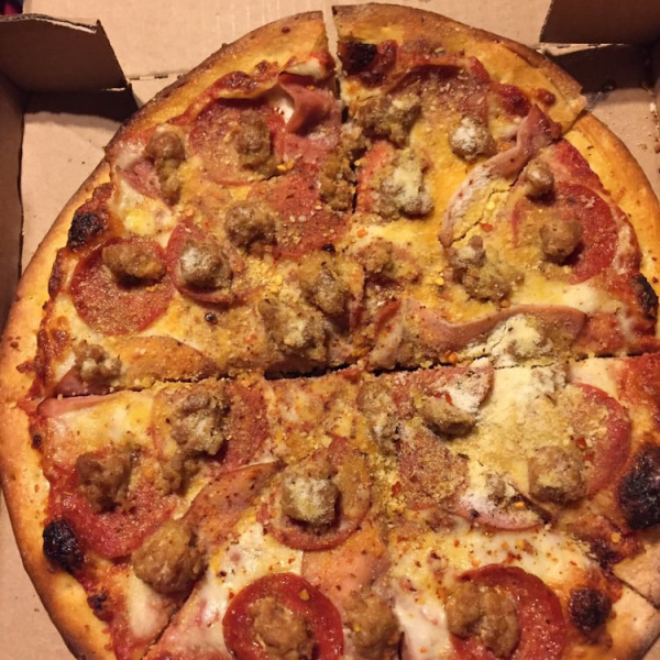 Order All Meat Pizza food online from Marina Pizza Parlor store, San Leandro on bringmethat.com