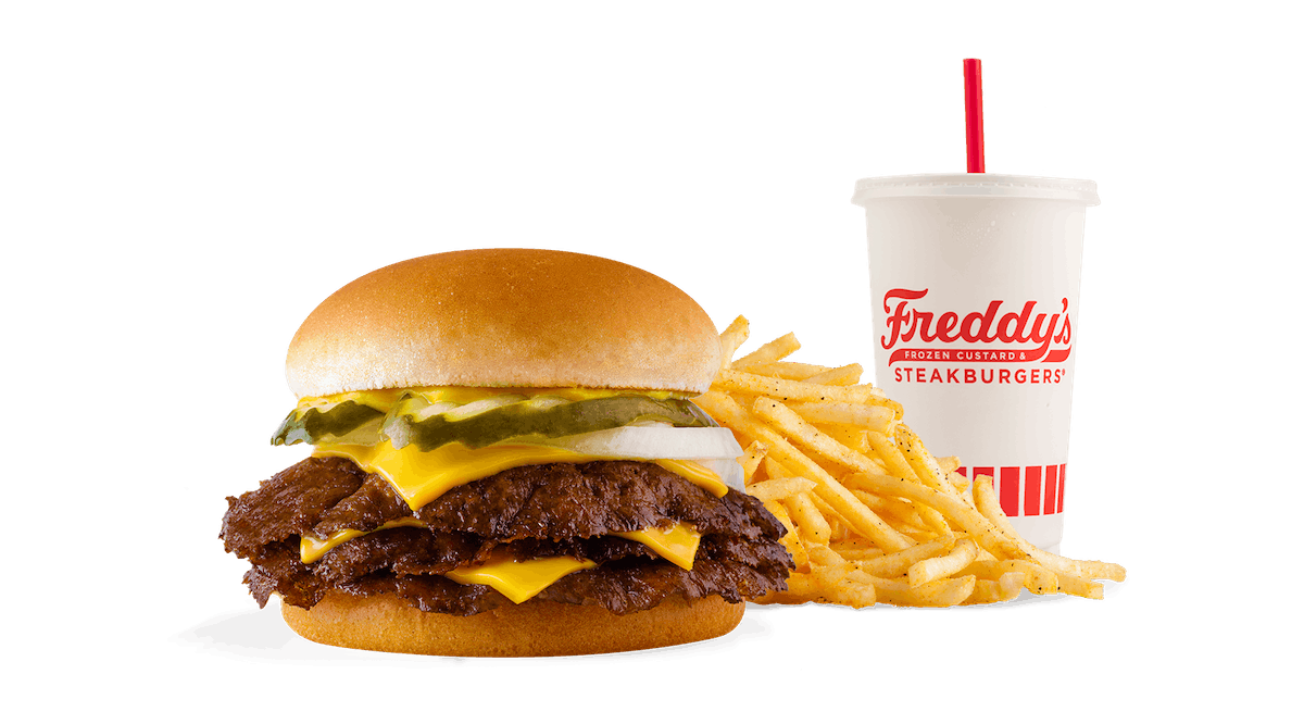 Order #1 Triple Steakburger with Cheese Combo food online from Freddy Frozen Custard & Steakburgers store, Lincoln on bringmethat.com