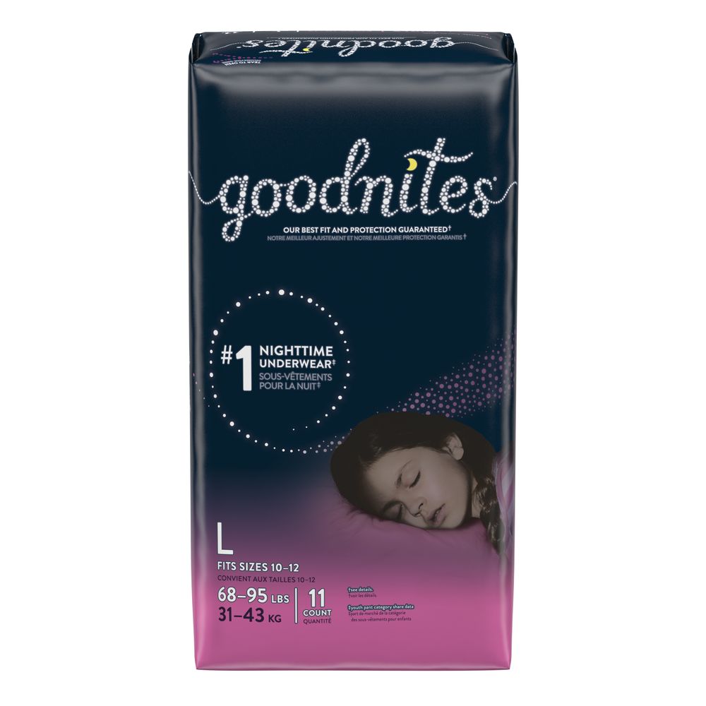 Order Goodnites Girls' Nighttime Underwear, L, 68-95 lb - 11 ct food online from Rite Aid store, SUFFOLK on bringmethat.com
