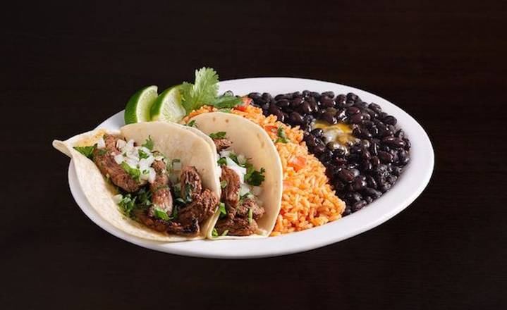 Order Carne Asada Taco Platter ~ food online from El Fresco Mexican Grill store, Sully on bringmethat.com