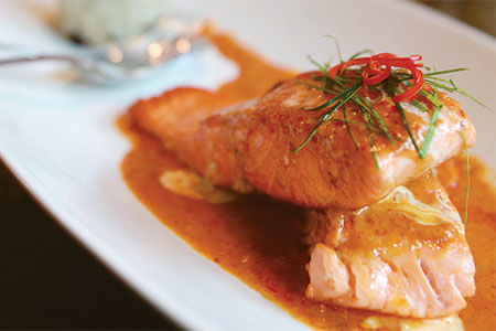 Order 7. Chuu Chee Salmon food online from Thai Original Bbq store, Culver City on bringmethat.com